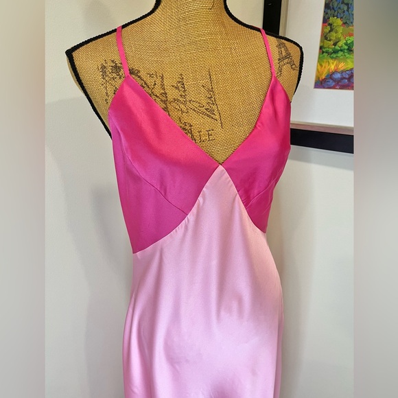 Anthropologie Hutch Satin Maxi Slip Dress NWT Pink and Fuchsia Size Large - Picture 4 of 13